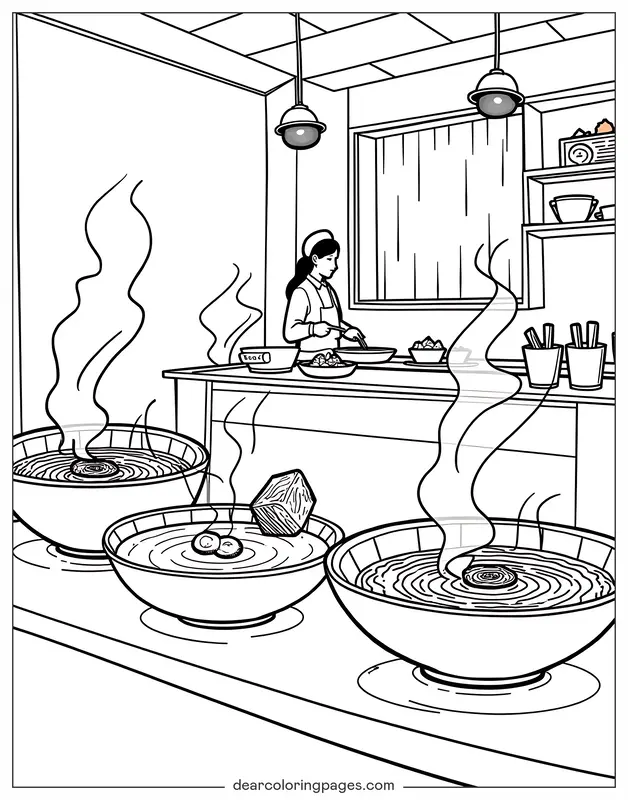 Coloriage de Magasin – Cuisine de Boutique de Ramen Coloriage