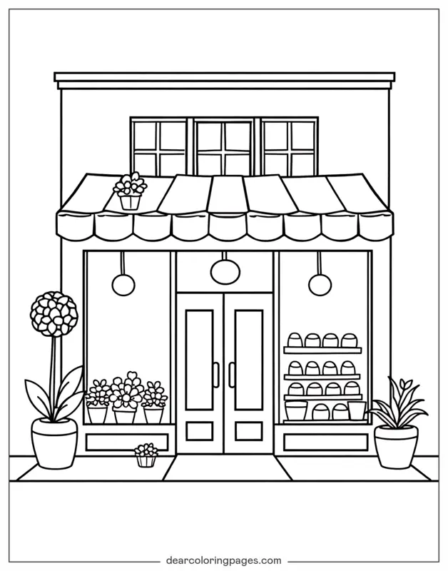 Coloriage de Magasin – Vitrine Charmante