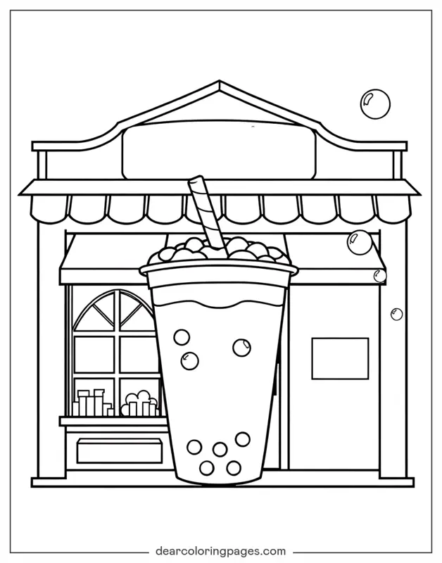 Coloriage de Magasin – Bar à bubble tea