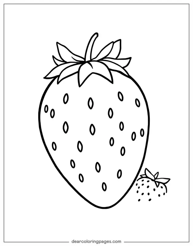 Fresa Dibujo para Colorear - Línea Simple Fresa