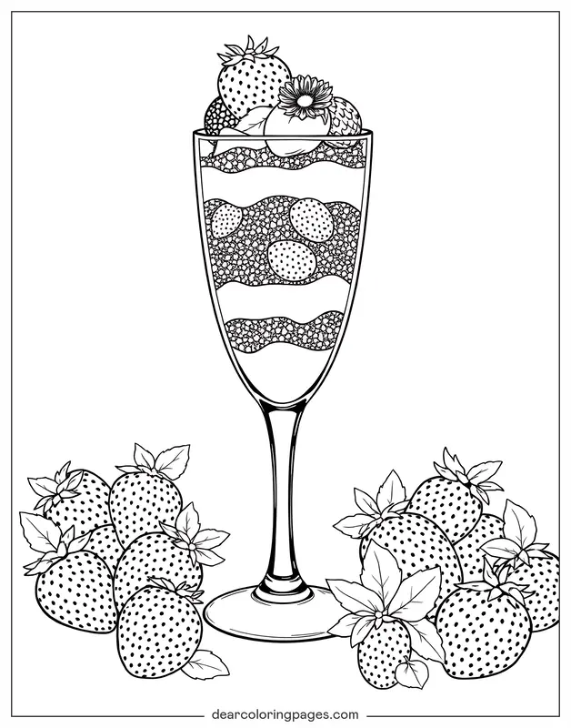 Fresa Dibujo para Colorear - Parfait de fresa