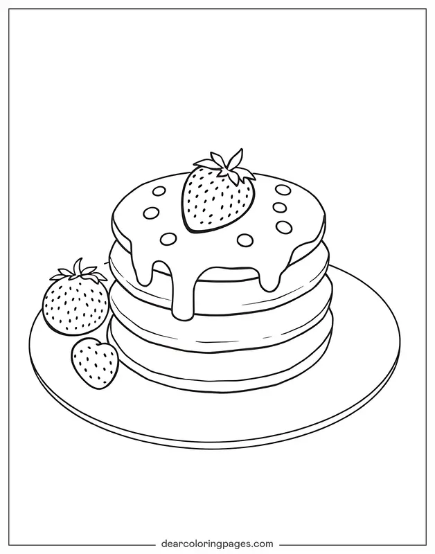 Fresa Dibujo para Colorear - Panqueque de fresa