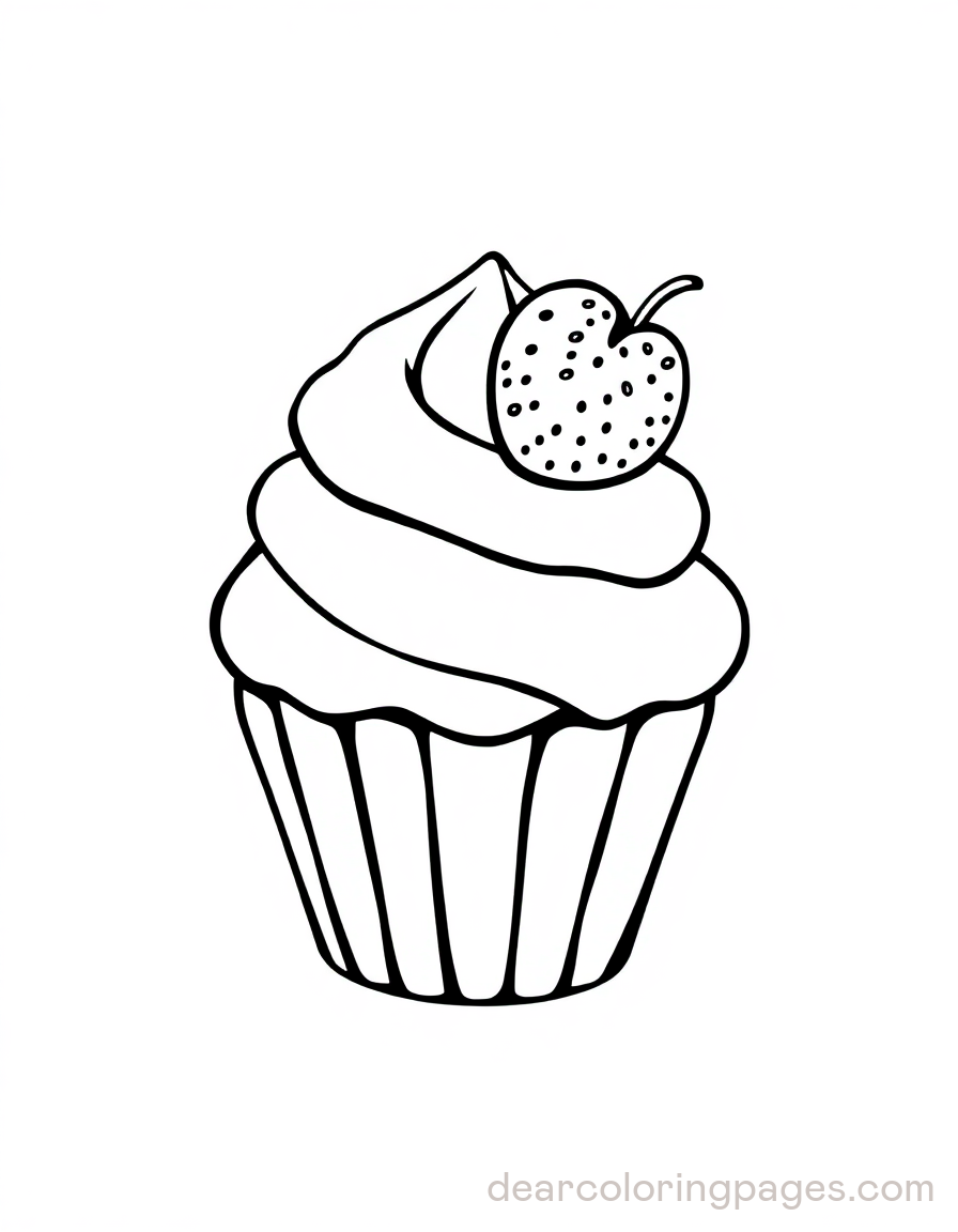 Disegno da Colorare di Cupcake alla fragola