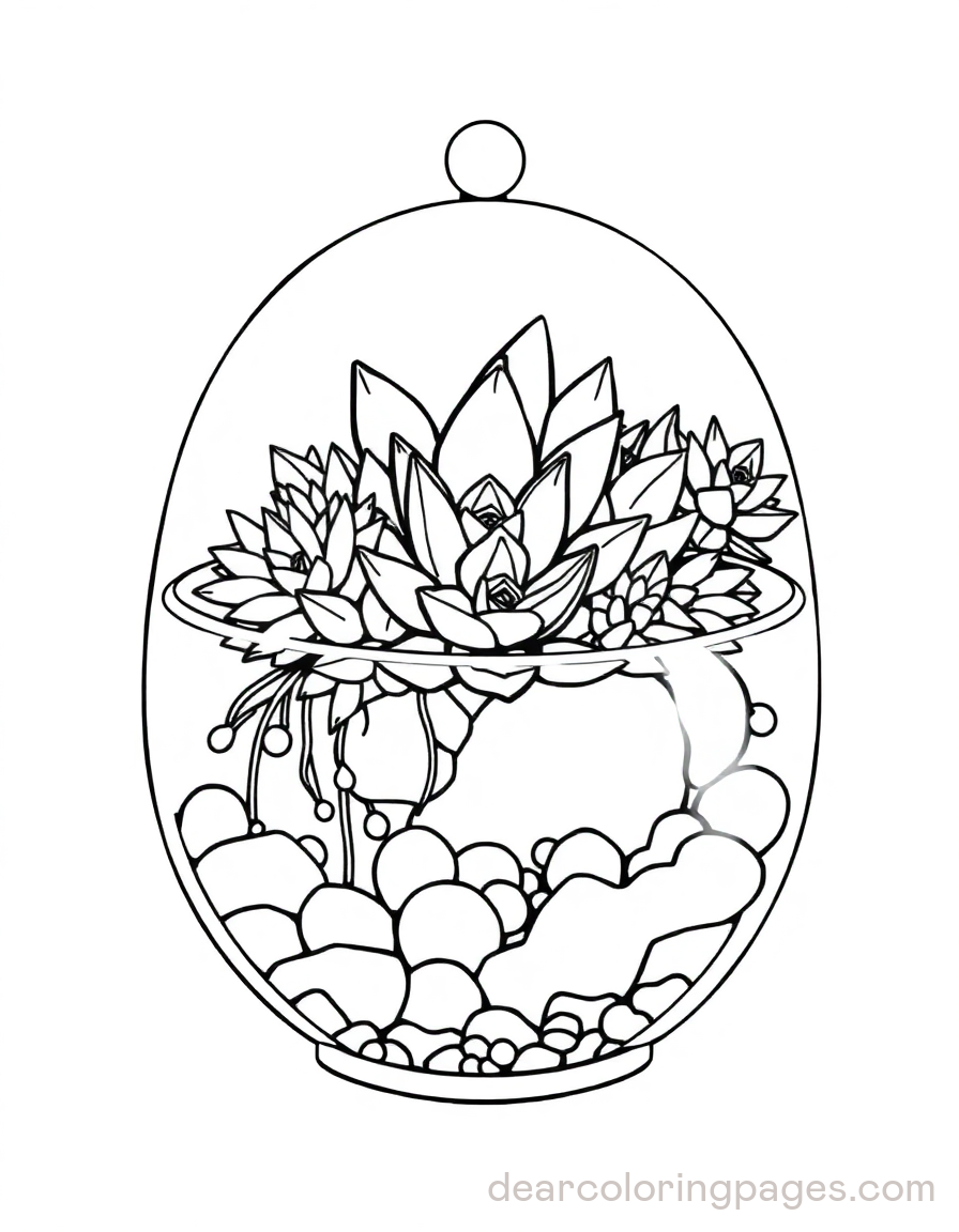 Succulent Terrarium Coloring Page