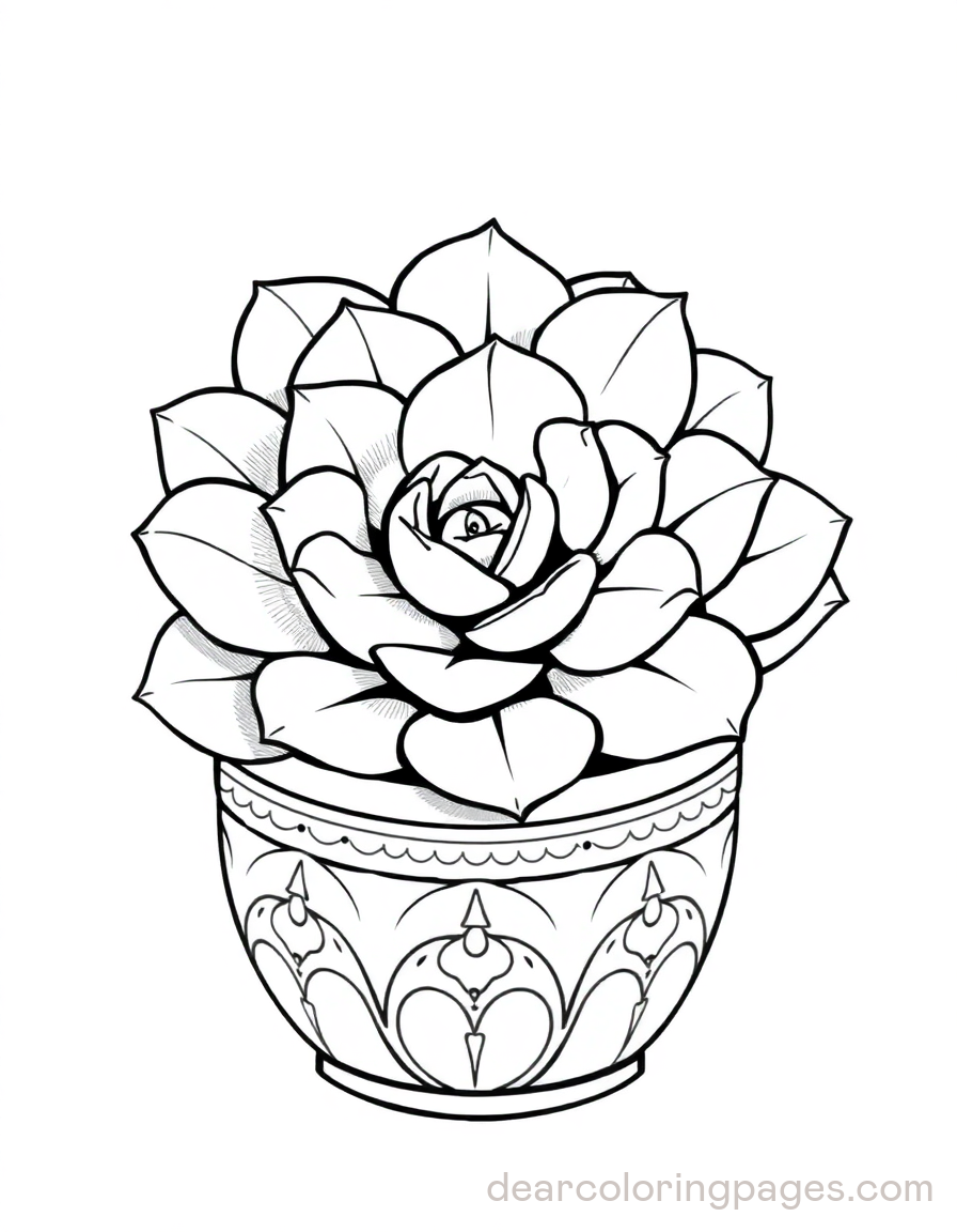 Succulent in a Pot Coloring Page