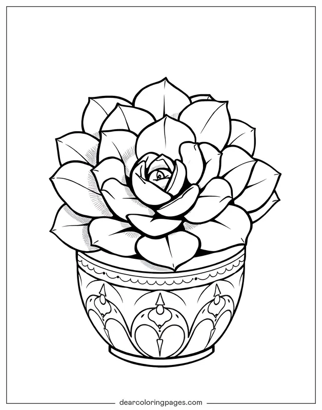 Succulenta Disegno da Colorare - Succulenta in un vaso