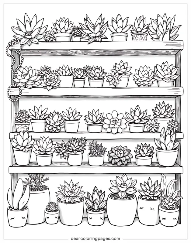 Succulenta Disegno da Colorare - Varie succulente