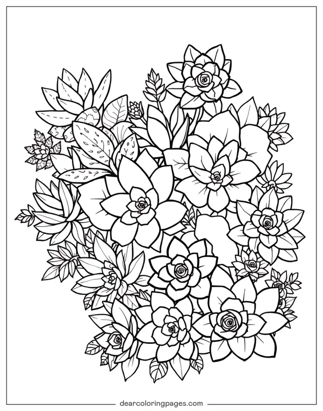 Succulenta Disegno da Colorare - Succulente assortite