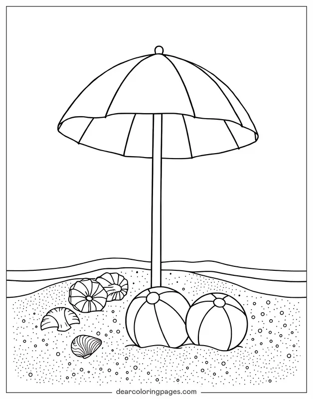Verano Dibujo para Colorear - Sombrilla de playa