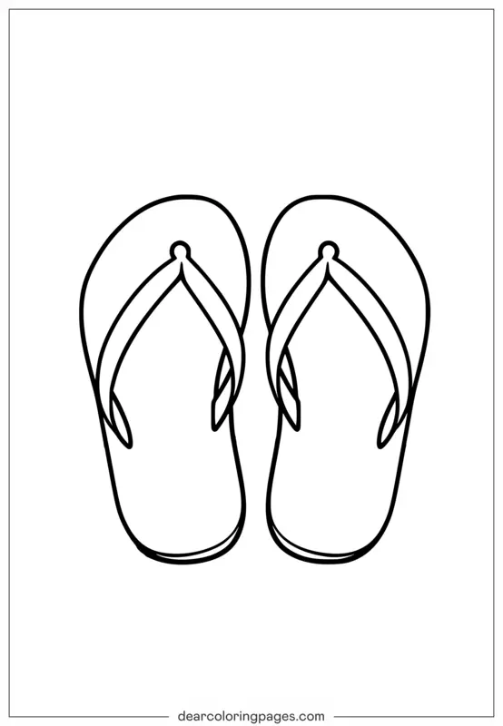 Verano Dibujo para Colorear - Chinelas de Verano Sencillas para Colorear