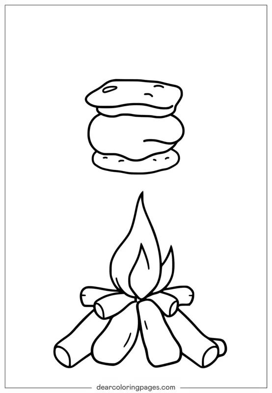 Verano Dibujo para Colorear - Diversión de Verano Asando S'more Dibujo para Colorear
