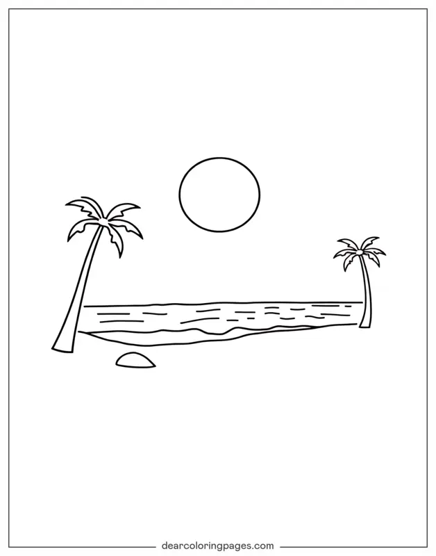 Sonne Ausmalbild - Einfach Sonne und Strand