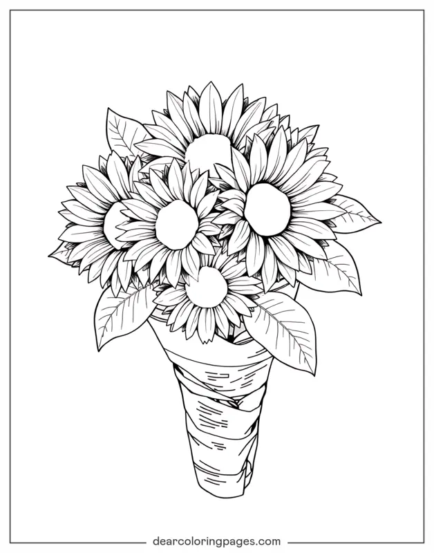 Sonnenblume Ausmalbild - Sonnenblumenstrauß