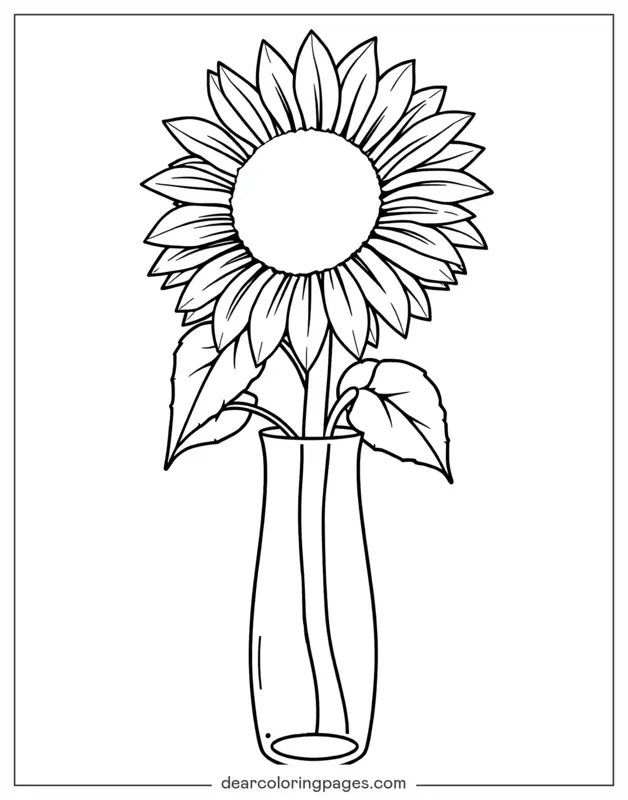 Sonnenblume Ausmalbild - Sonnenblume in der Vase