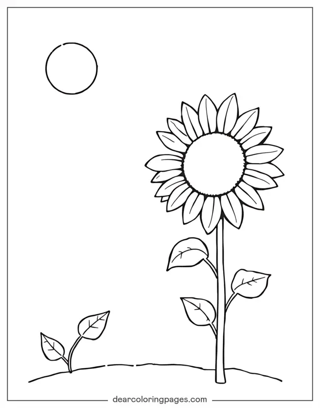 Sonnenblume Ausmalbild - Sonnenblume und Sonne