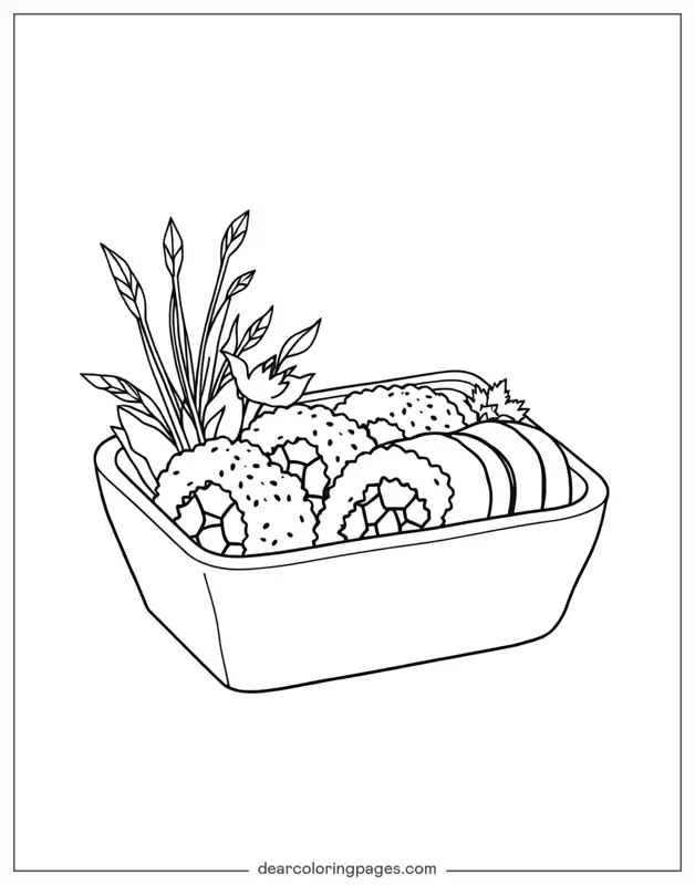 Sushi Ausmalbild - Sushi-Bento-Box