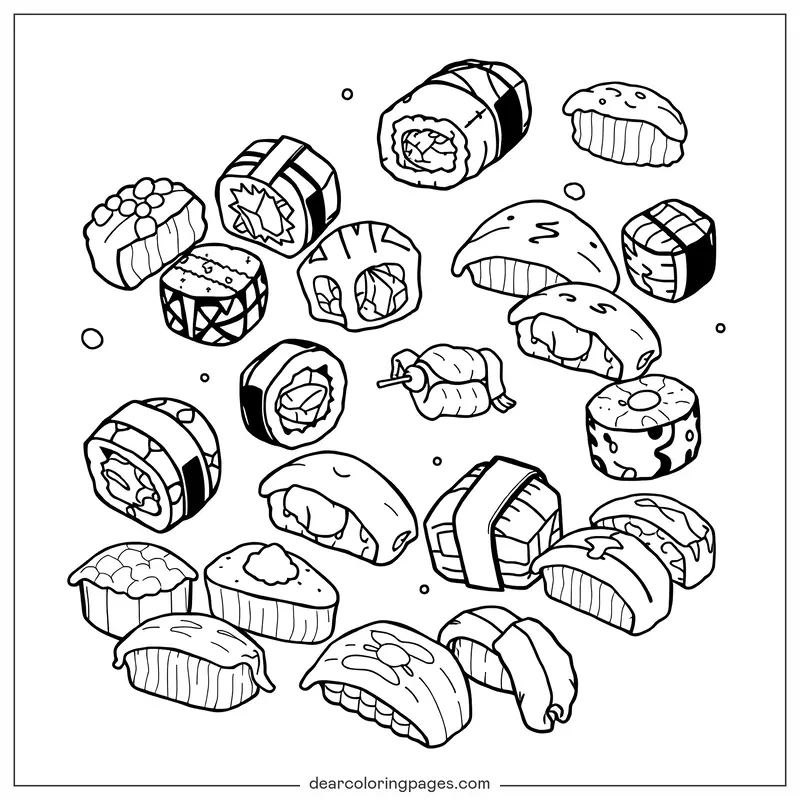 Sushi Ausmalbild - Ausmalbild von Sushi-Sammlung
