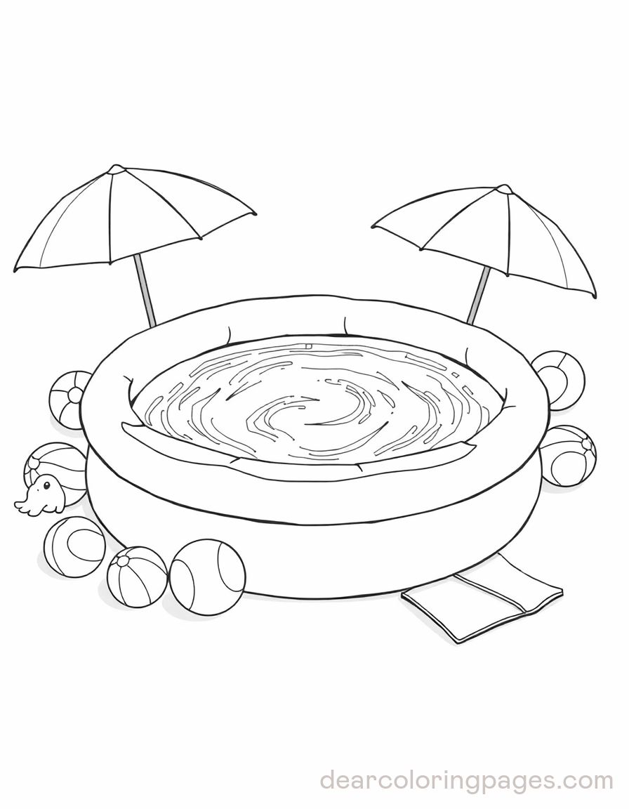 Swimming Coloring Page - Inflatable Swimming Pool