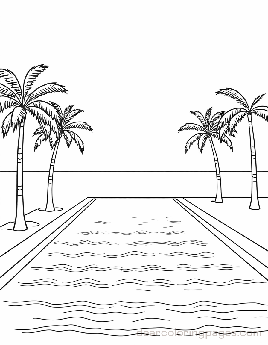 Natation Dessins à Colorier - Piscine Infinie Élégante