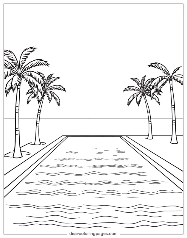 Schwimmen Ausmalbild - Elegantes Infinity-Pool