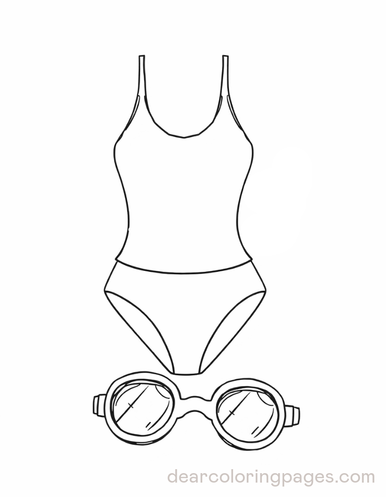 Swimming Coloring Page - Swim Gear Essentials