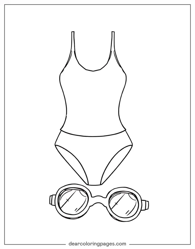 Schwimmen Ausmalbild - Schwimmausrüstungs Essentials