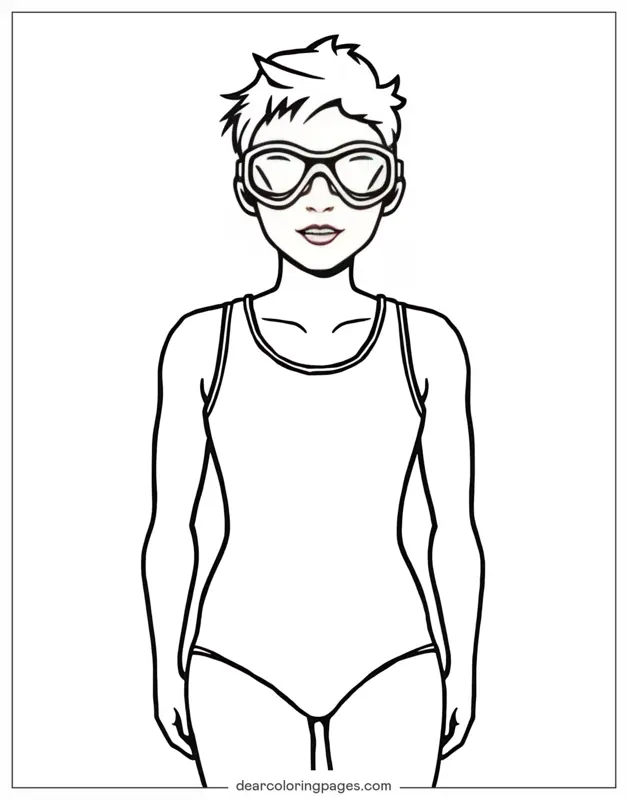 Schwimmen Ausmalbild - Schwimmer in Schwimmbrille