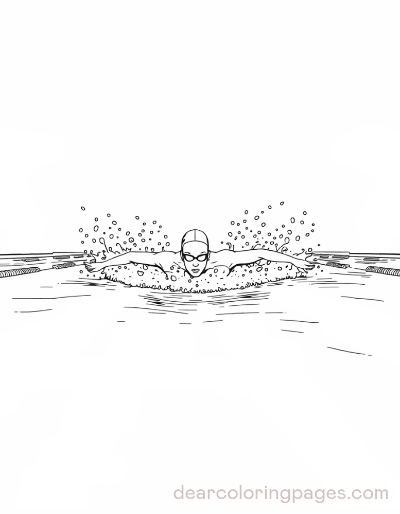 Swimming Coloring Page - Athlete Swimming