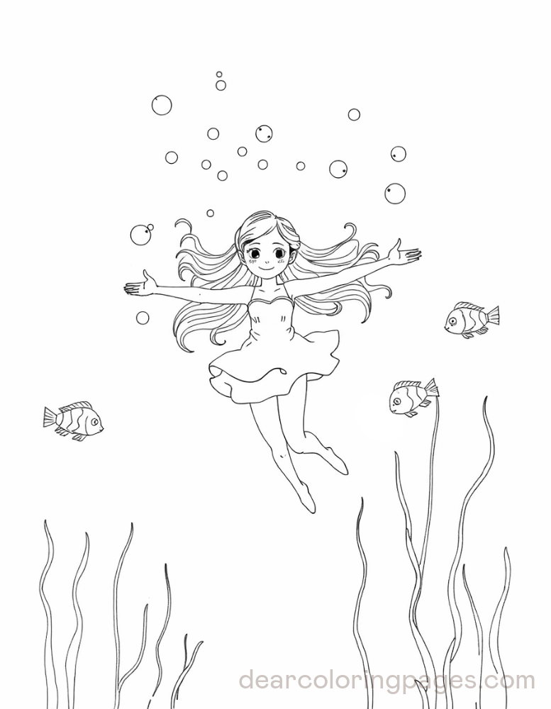 Swimming Coloring Page - Underwater Swim