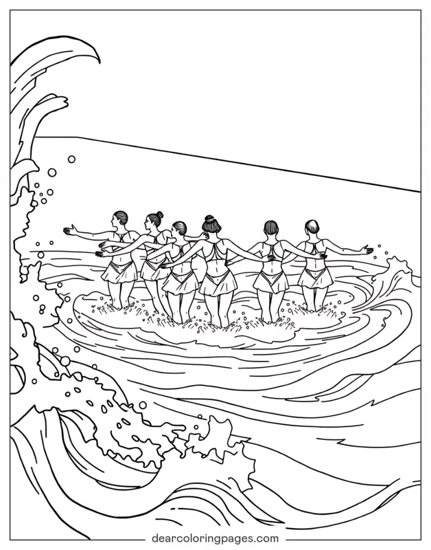 Schwimmen Ausmalbild - Synchronschwimmen