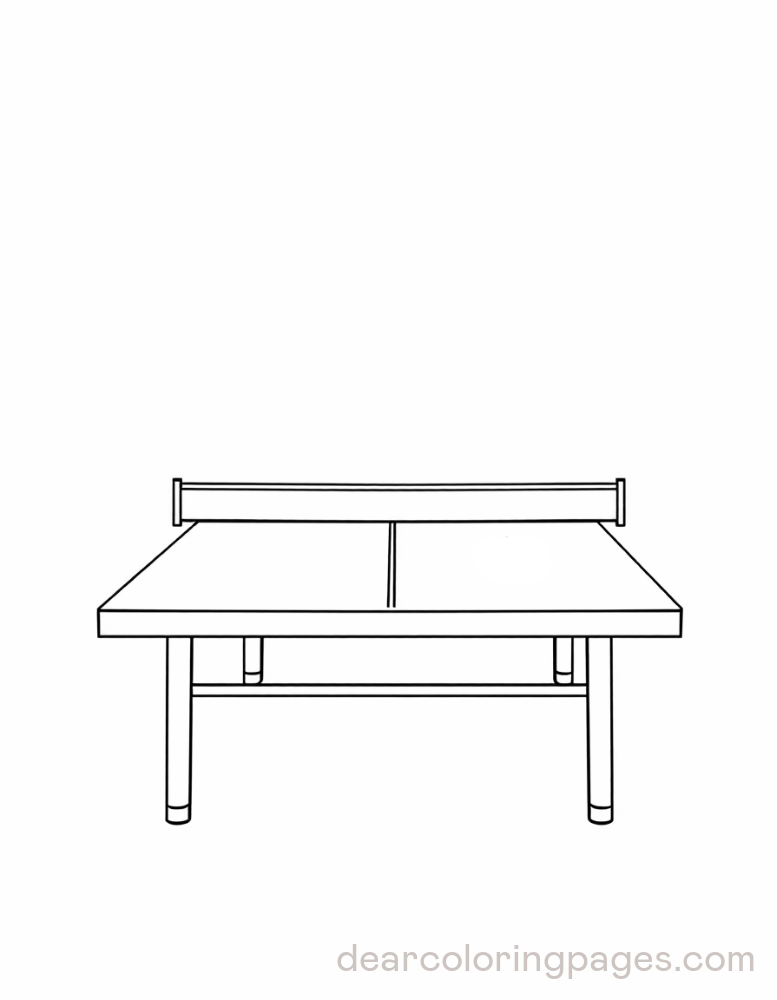 Table Tennis Coloring Page - Ping Pong Table Outline