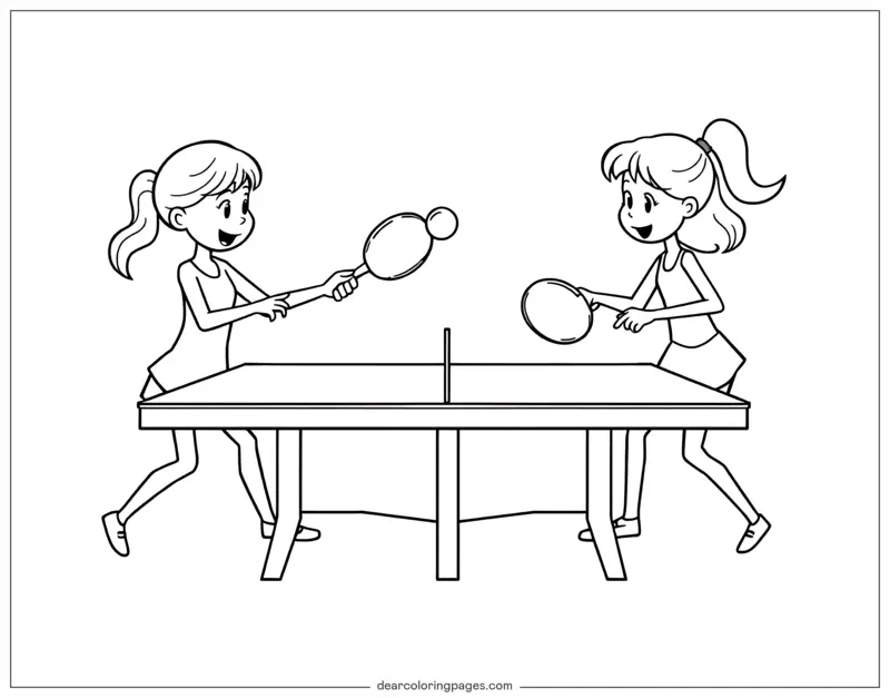 Sports and Activities Coloring Pages - Table Tennis Coloring Page