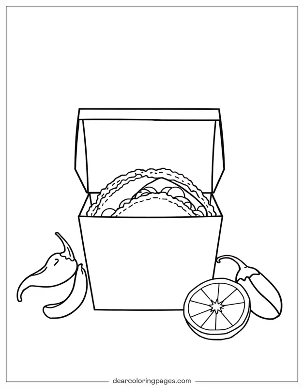 Taco Coloring Page - Taco in a Box