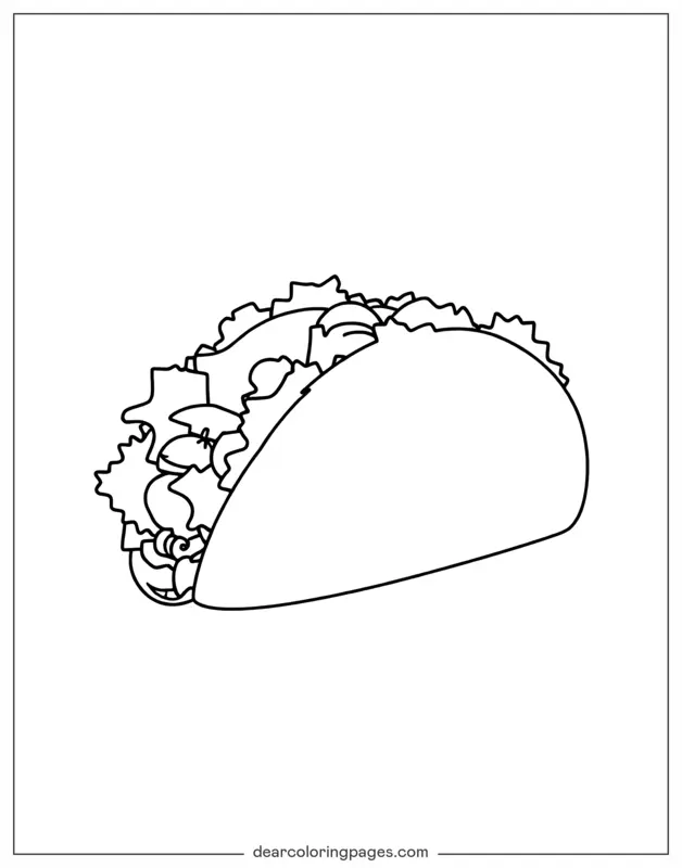 Taco Coloring Page - Simple Taco