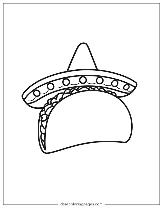Taco Coloring Page - Hat Taco