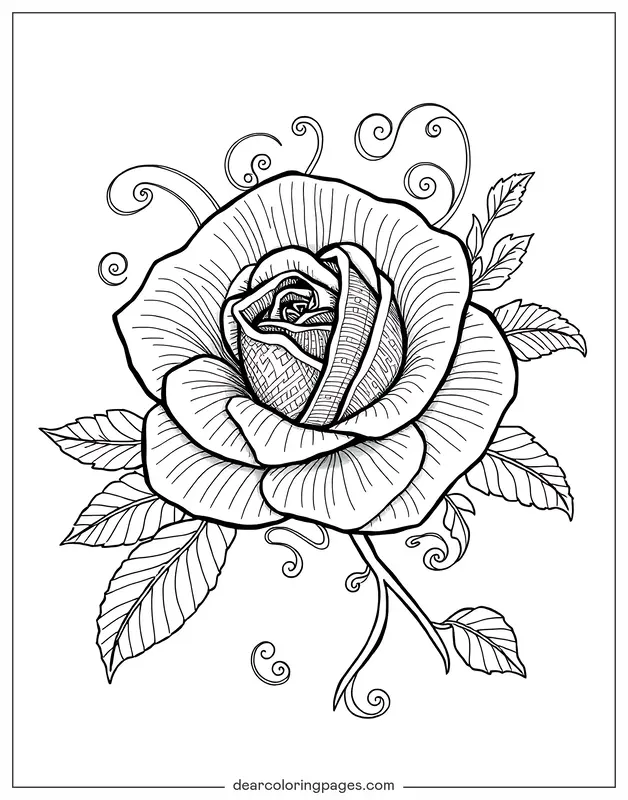 Rosa Desenho para Colorir - Design de Tatuagem de Rosa