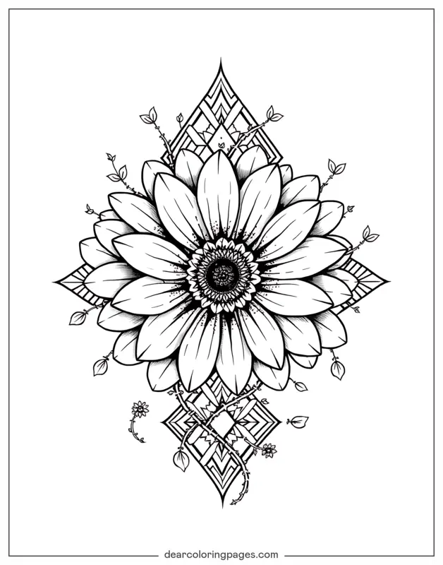 Gänseblümchen Ausmalbild - Gänseblümchen Tattoo Design