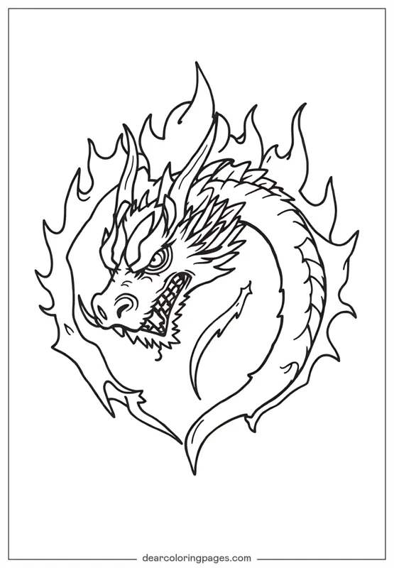Tattoo Ausmalbild - Drachen-Tattoo Ausmalen