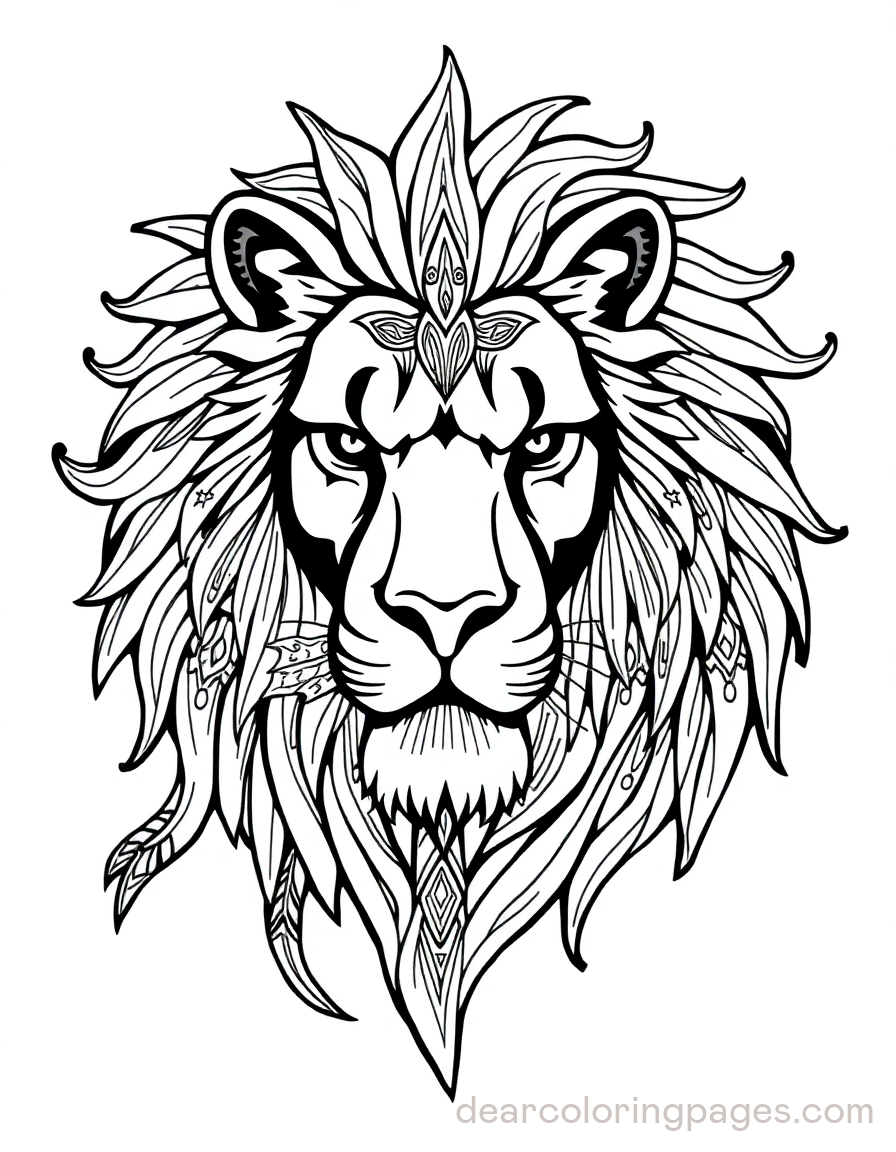 Lion Tattoo Design Coloring Page