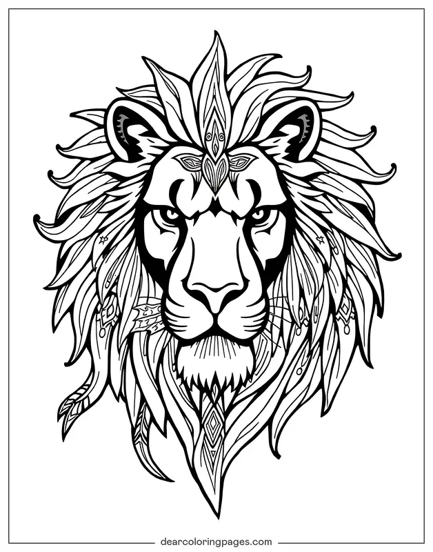 Tattoo Ausmalbild - Löwe Tattoo Design
