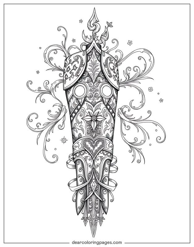 Tattoo Ausmalbild - Aufwendiges Rüstungs-Tattoo-Design