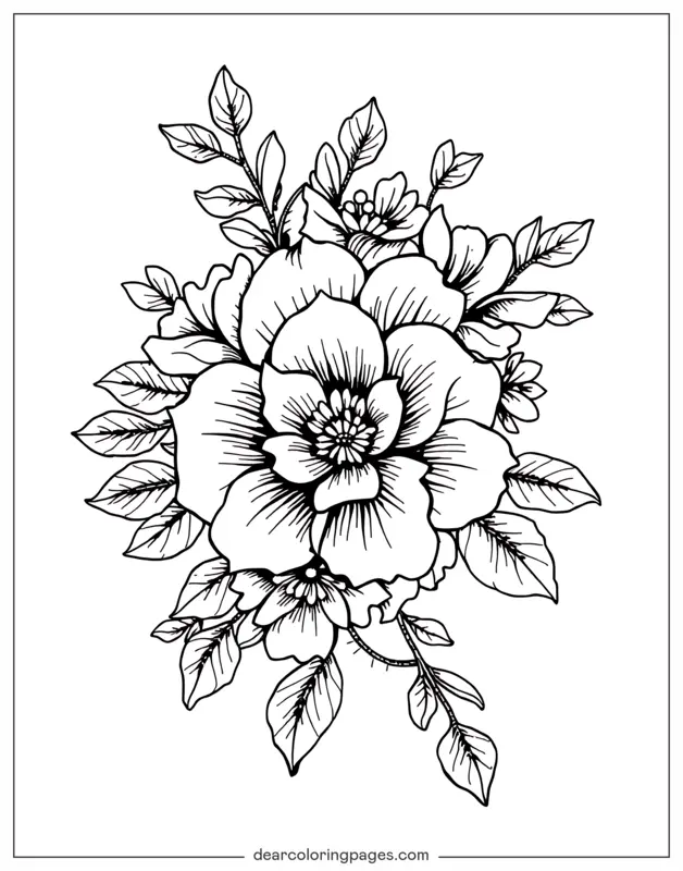Tattoo Ausmalbild - Blumen Tattoo Design
