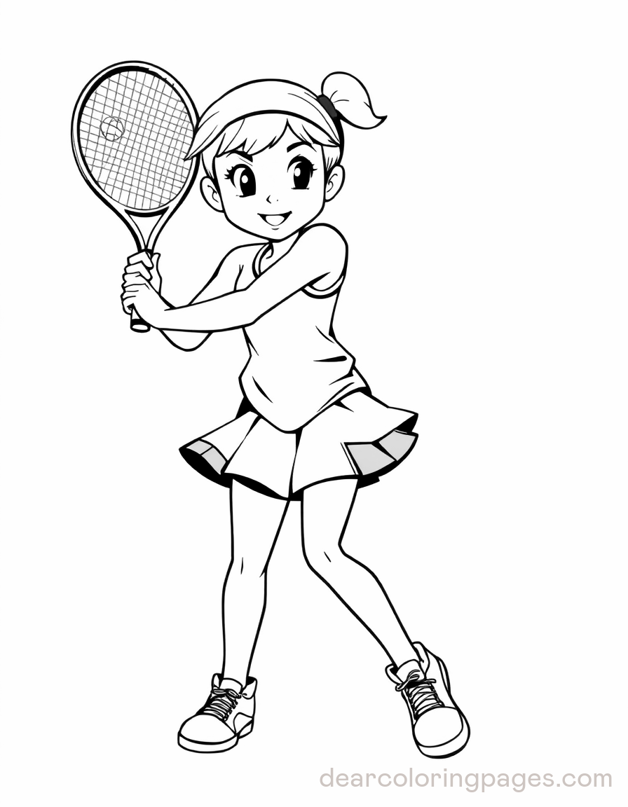 Tennis Coloring Page - Tennis Swing