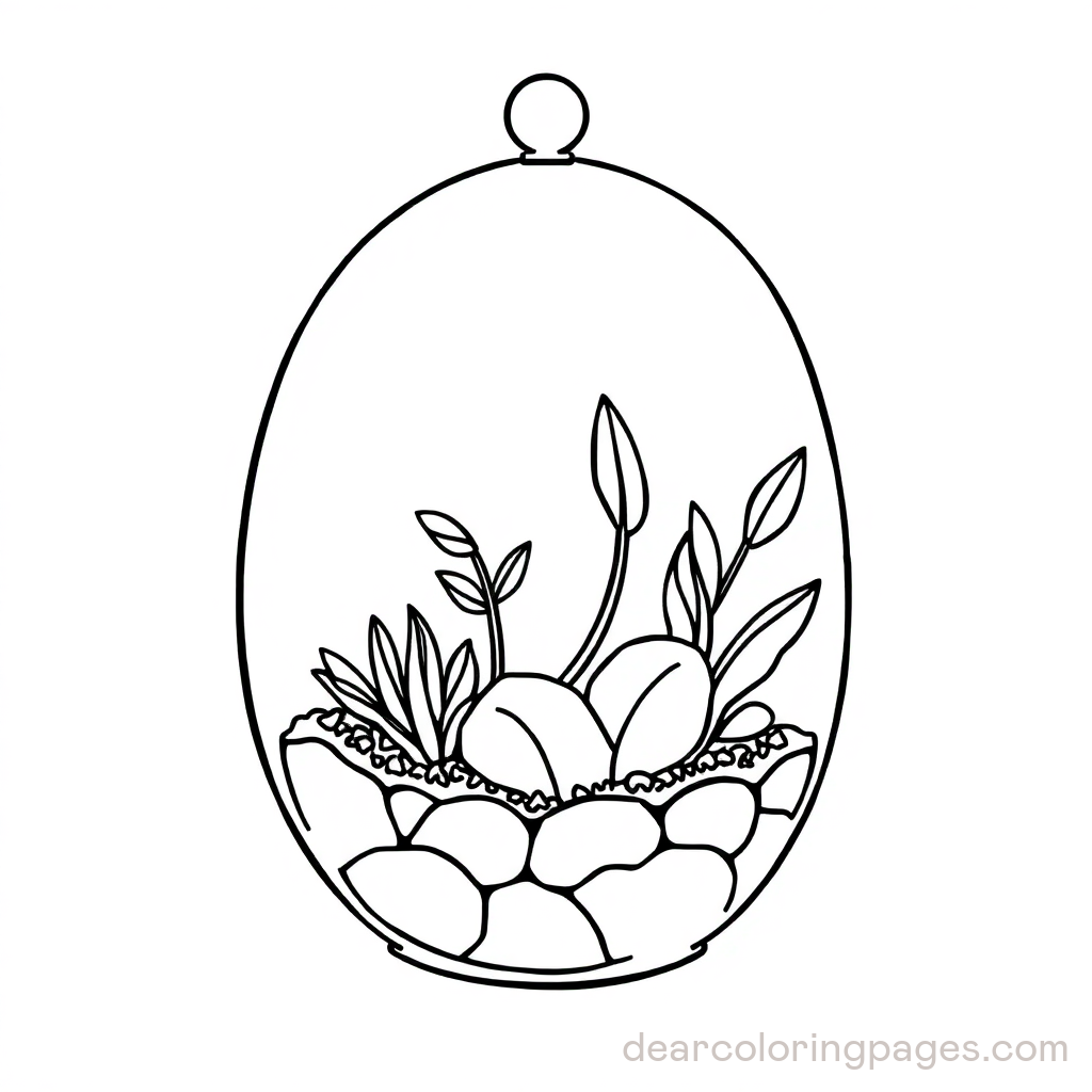 Simple Terrarium Coloring Page