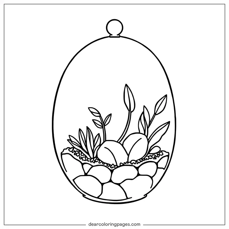 Terrario Disegno da Colorare - Terrario Semplice Disegno da Colorare