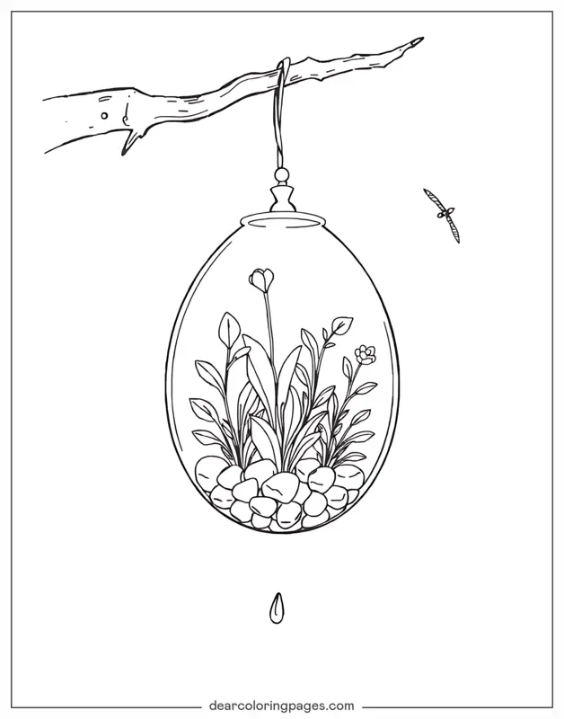 Terrario Disegno da Colorare - Terrario appeso a un ramo