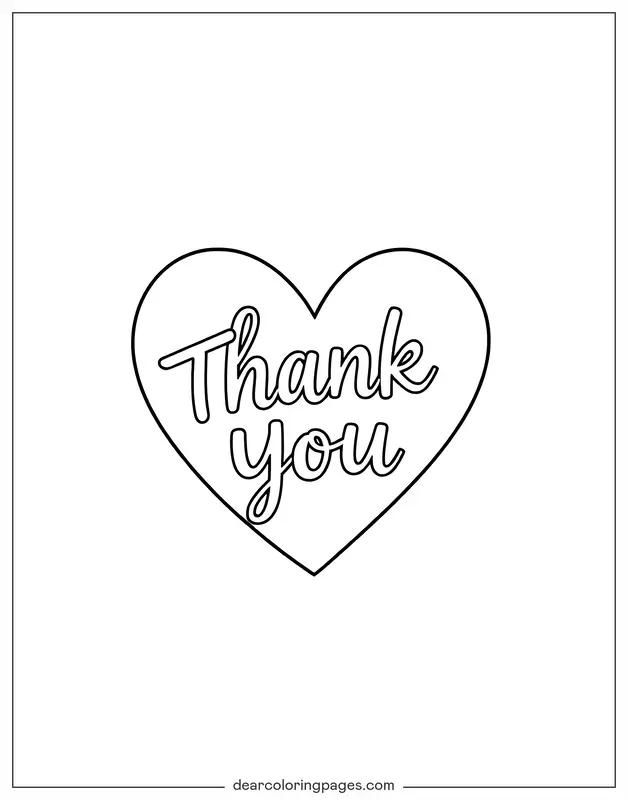 Danke Ausmalbild - Danke und Herz