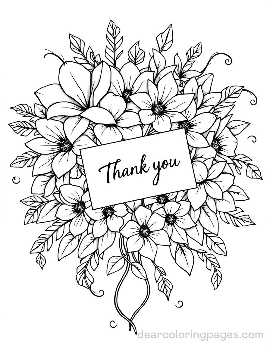 Flower Bouquet with Thank You Note