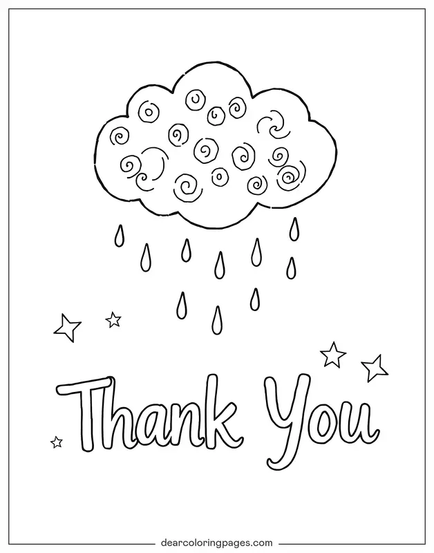 Danke Ausmalbild - Danke mit Cloud