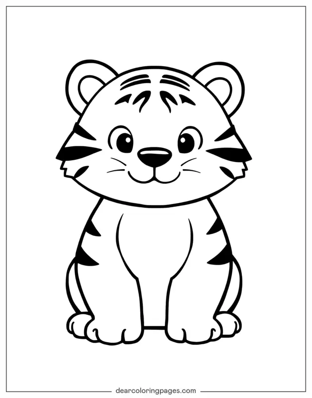 Tiger Coloring Page - Cute Tiger